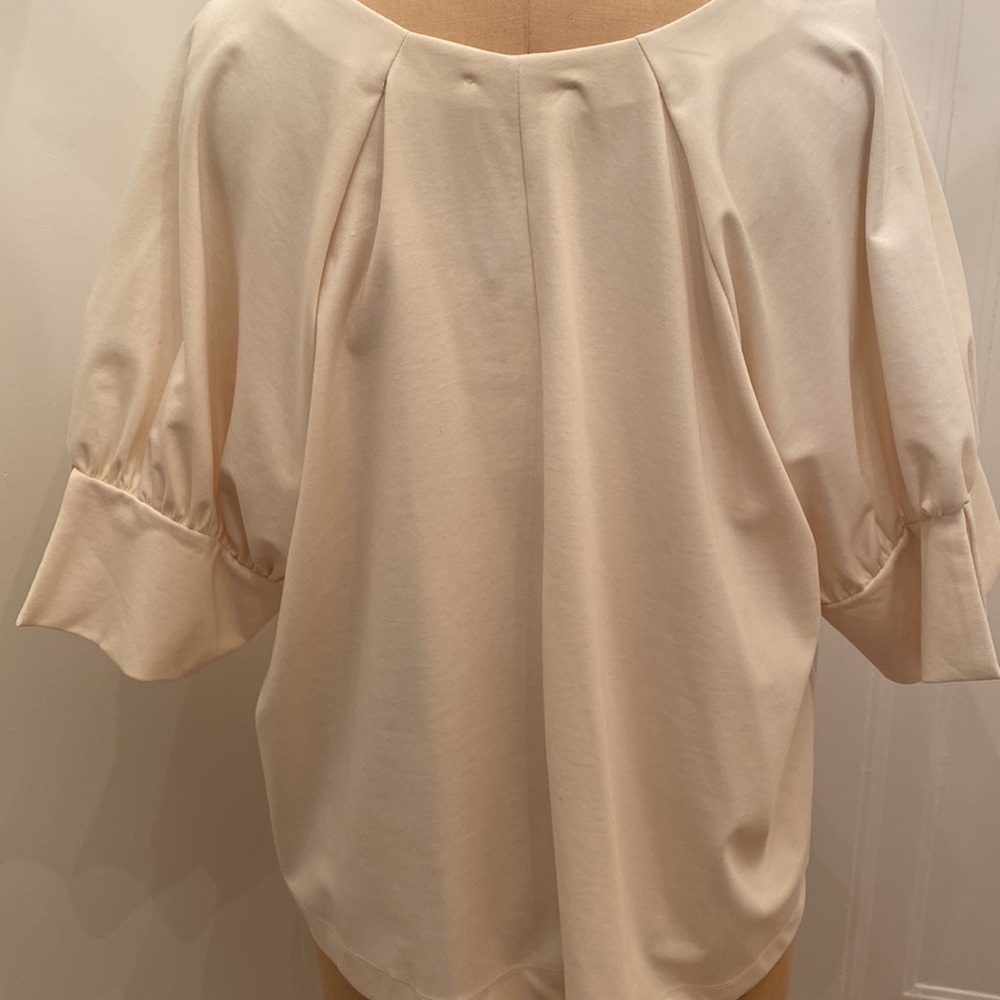 Zara Cream V-Neck Short Sleeve Blouse - Picture 4 of 7